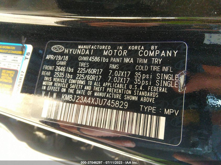 2018 HYUNDAI TUCSON SE - KM8J23A4XJU745829
