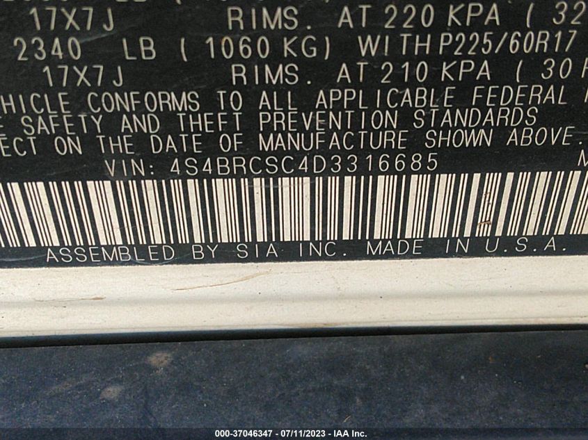 2013 SUBARU OUTBACK 2.5I LIMITED - 4S4BRCSC4D3316685