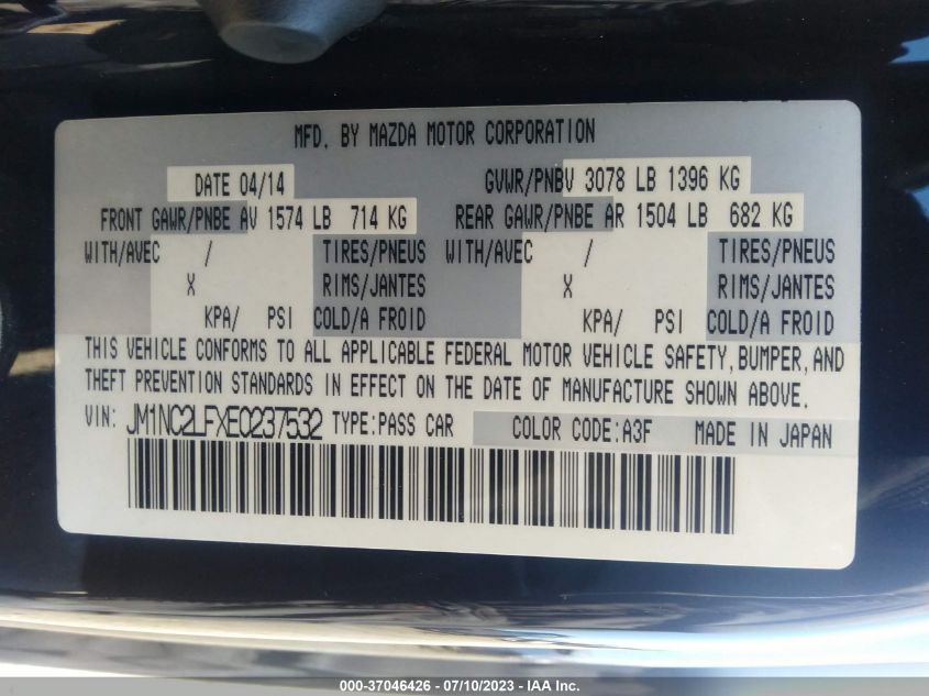 2014 MAZDA MX-5 MIATA CLUB - JM1NC2LFXE0237532