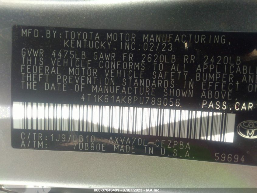2023 TOYOTA CAMRY XSE - 4T1K61AK8PU789056