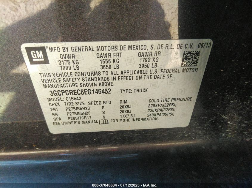 2014 CHEVROLET SILVERADO 1500 LT - 3GCPCREC6EG146452