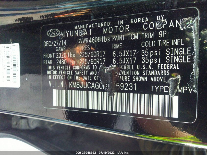 2015 HYUNDAI TUCSON LIMITED/SE - KM8JUCAG0FU059231