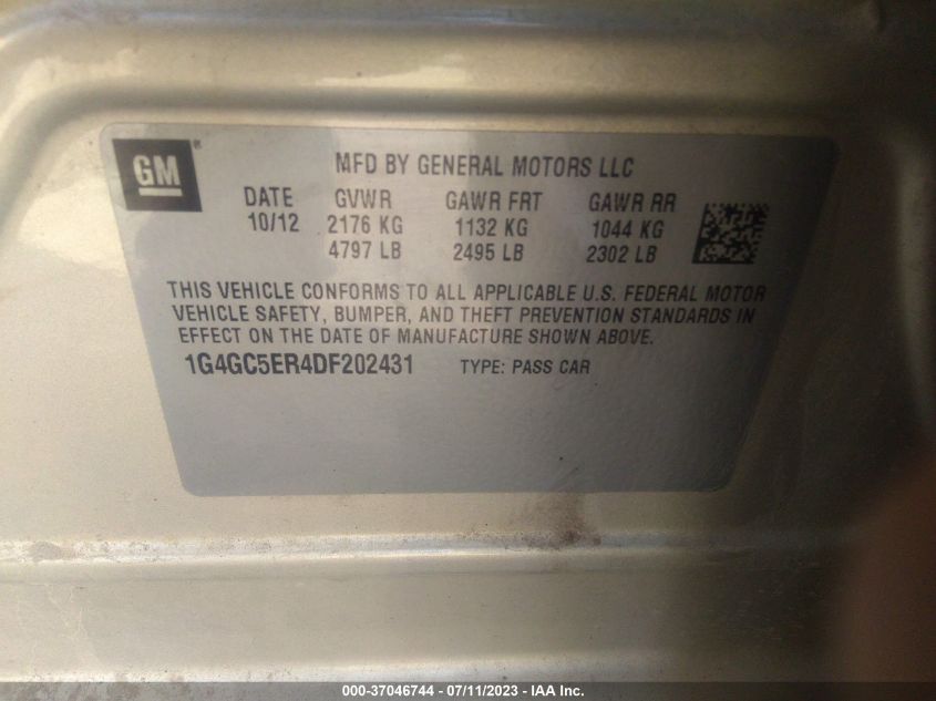 2013 BUICK LACROSSE LEATHER - 1G4GC5ER4DF202431