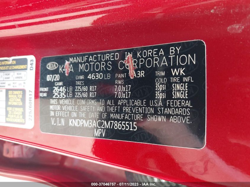 2021 KIA SPORTAGE LX - KNDPM3AC2M7865515