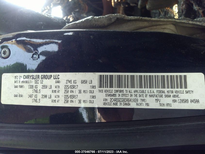 2013 DODGE GRAND CARAVAN SXT - 2C4RDGCG8DR641020