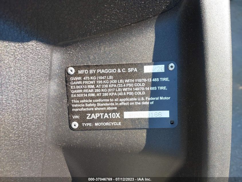 2021 PIAGGIO MP3 500 - ZAPTA10X4M5000166