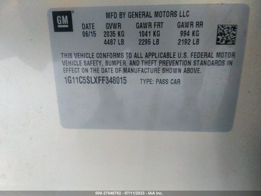 2015 CHEVROLET MALIBU LT - 1G11C5SLXFF348015