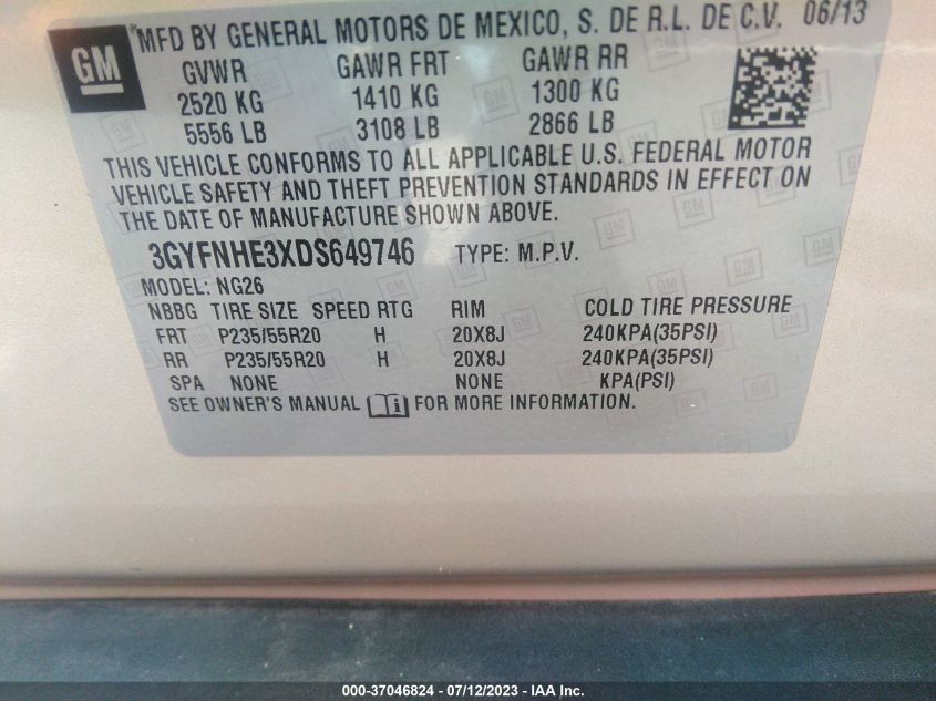 2013 CADILLAC SRX PERFORMANCE COLLECTION - 3GYFNHE3XDS649746