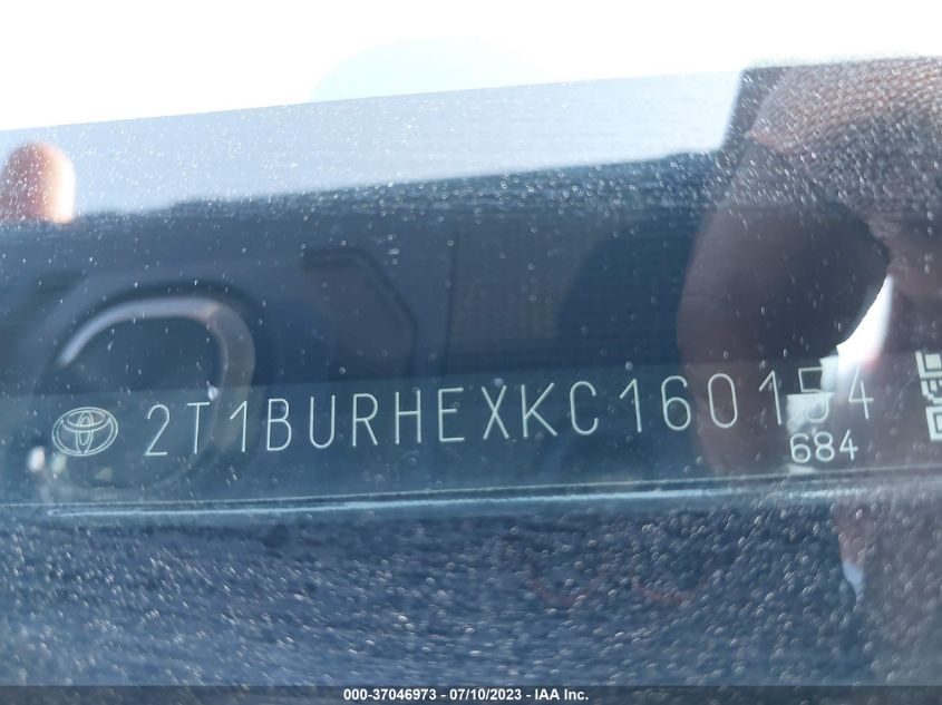 2019 TOYOTA COROLLA L/LE/SE/XLE/XSE - 2T1BURHEXKC160154