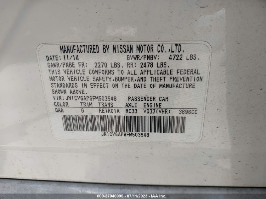 2015 INFINITI Q40 JN1CV6AP6FM503548