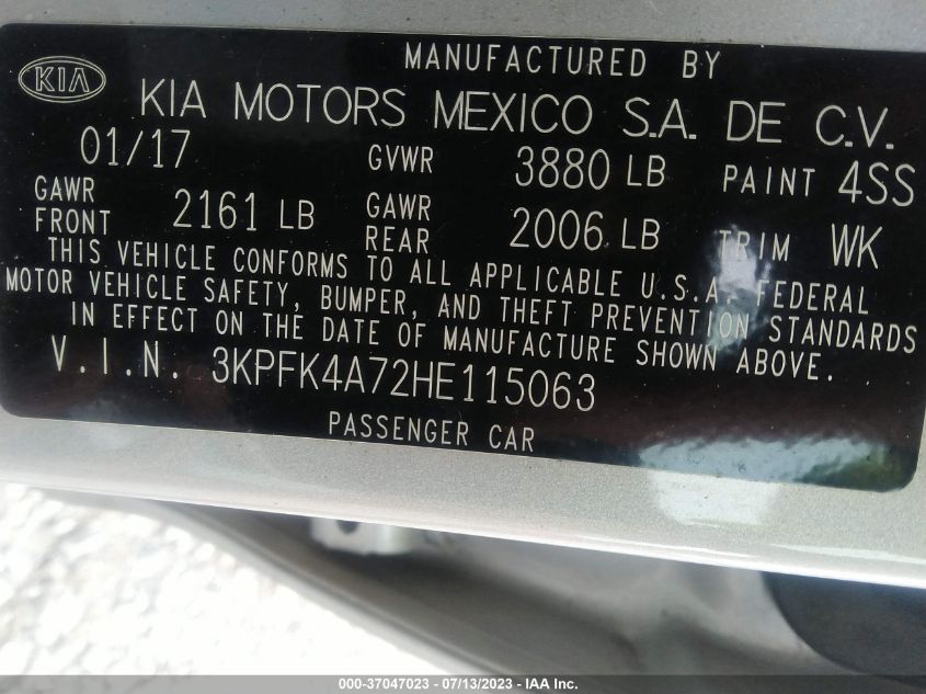 2017 KIA FORTE LX - 3KPFK4A72HE115063
