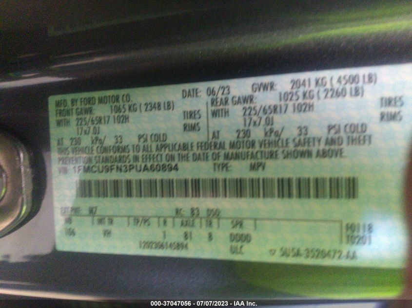 2023 FORD ESCAPE BASE - 1FMCU9FN3PUA60894