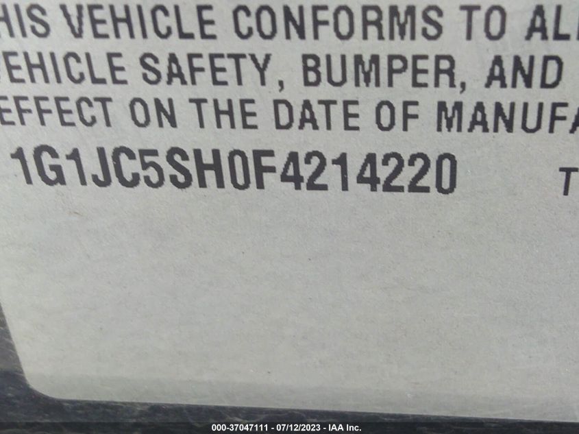 2015 CHEVROLET SONIC LT - 1G1JC5SH0F4214220