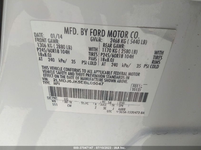 2014 LINCOLN MKX - 2LMDJ6JK5EBL05047