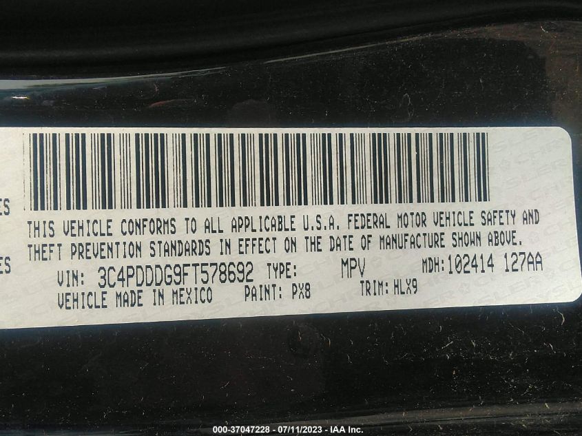 2015 DODGE JOURNEY LIMITED - 3C4PDDDG9FT578692