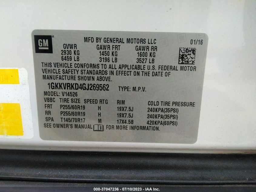 2016 GMC ACADIA SLT - 1GKKVRKD4GJ269562