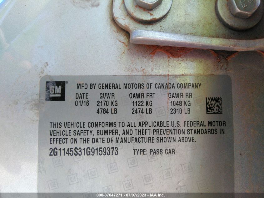 2016 CHEVROLET IMPALA LTZ - 2G1145S31G9159373
