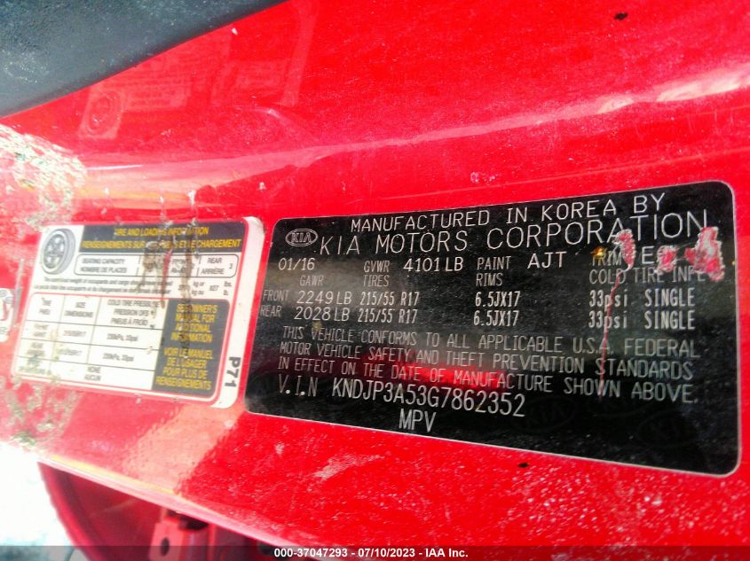 2016 KIA SOUL + - KNDJP3A53G7862352