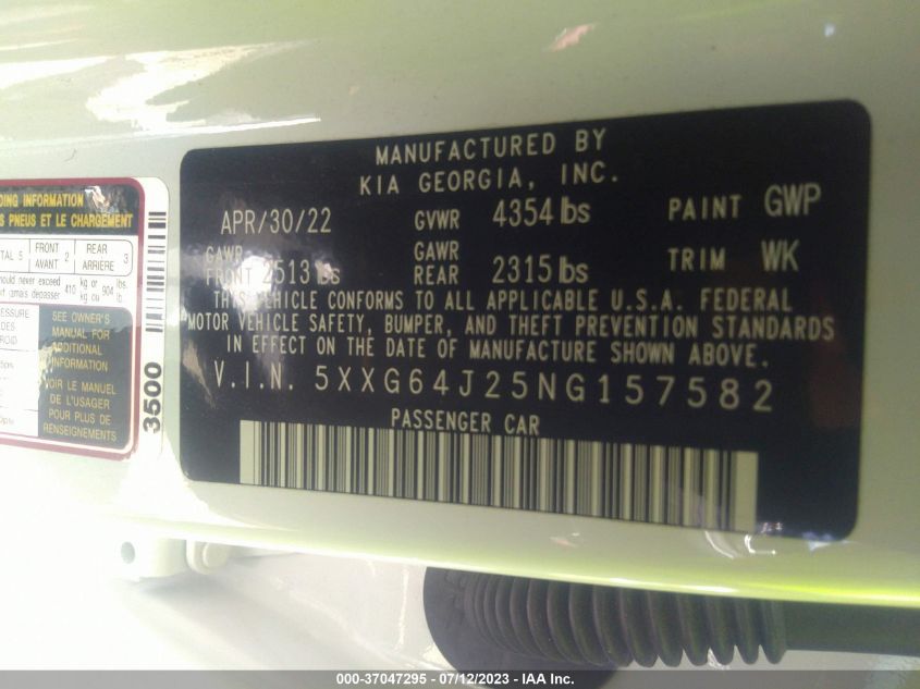 2022 KIA K5 GT LINE - 5XXG64J25NG157582