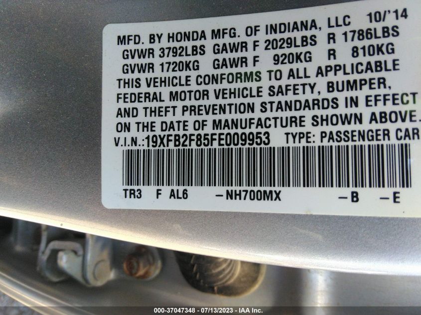 2015 HONDA CIVIC SEDAN EX - 19XFB2F85FE009953