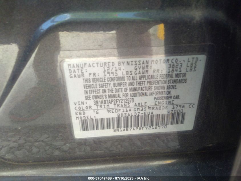 2015 NISSAN SENTRA SV - 3N1AB7AP2FY212970