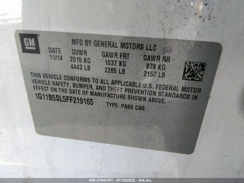 2015 CHEVROLET MALIBU LS - 1G11B5SL5FF219165