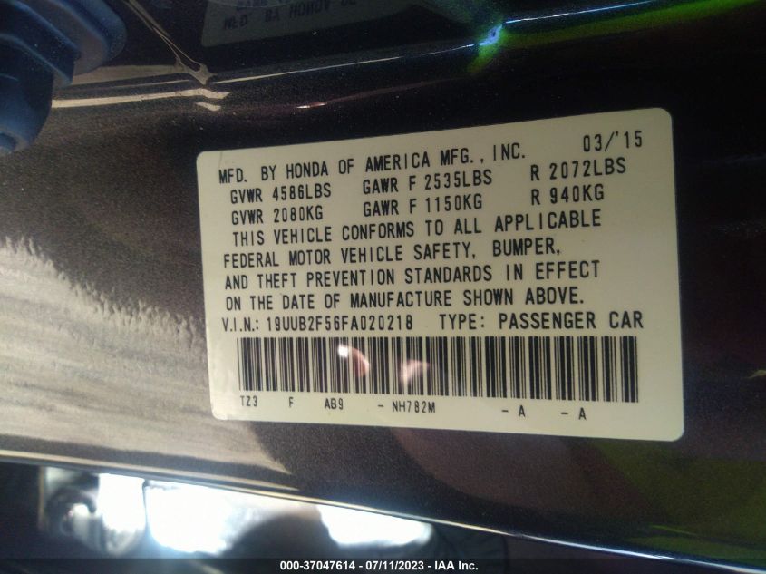 2015 ACURA TLX TECH - 19UUB2F56FA020218