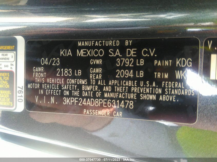 2023 KIA FORTE LX/LXS - 3KPF24AD8PE631478