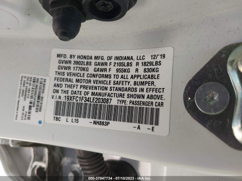 2020 HONDA CIVIC SEDAN EX - 19XFC1F34LE203087