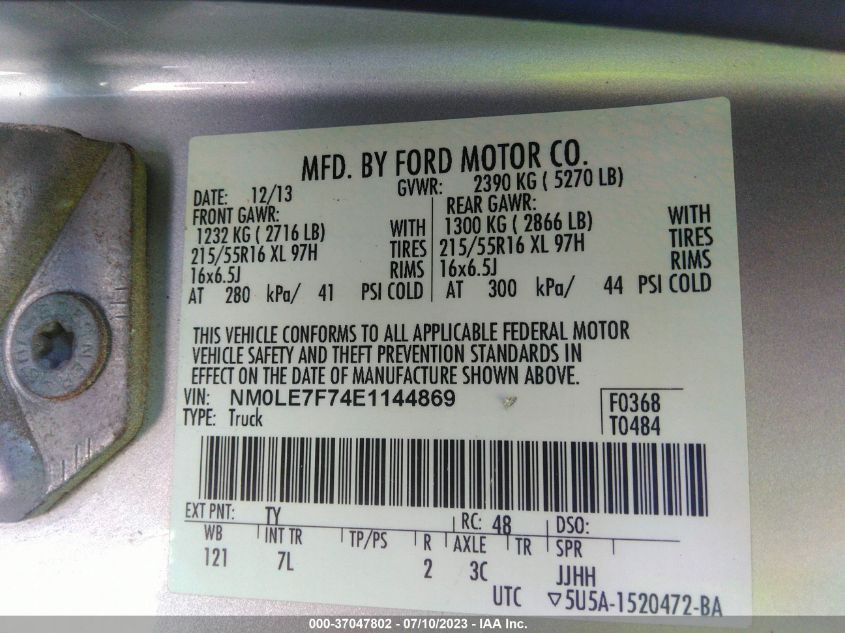 2014 FORD TRANSIT CONNECT XLT - NM0LE7F74E1144869