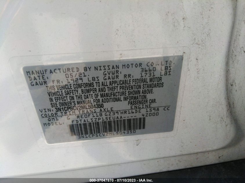 2021 NISSAN KICKS SV - 3N1CP5CV2ML504350
