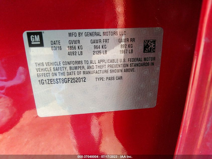 2016 CHEVROLET MALIBU LT - 1G1ZE5ST8GF252012