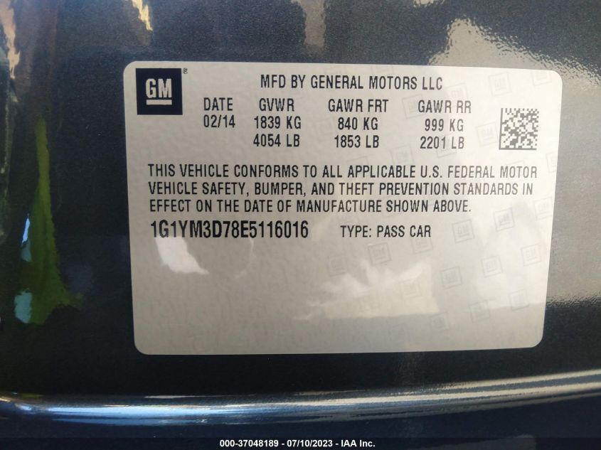 2014 CHEVROLET CORVETTE STINGRAY Z51 3LT - 1G1YM3D78E5116016