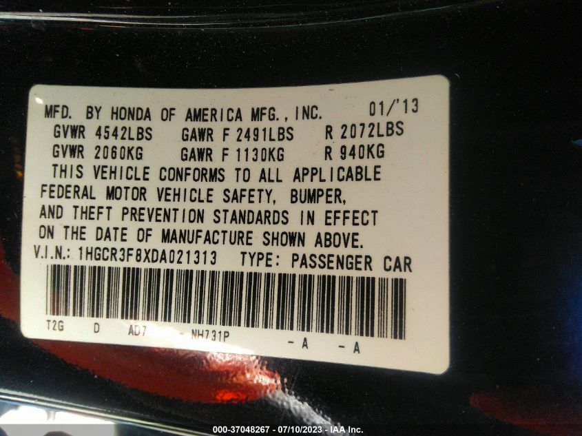 2013 HONDA ACCORD EXL - 1HGCR3F7XDA021313