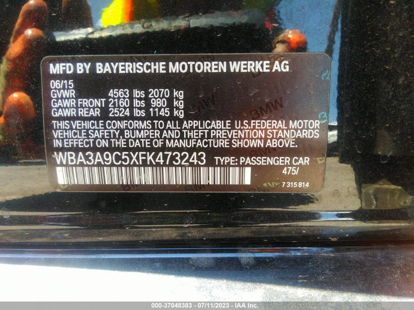 2015 BMW 3 SERIES 335I - WBA3A9C5XFK473243