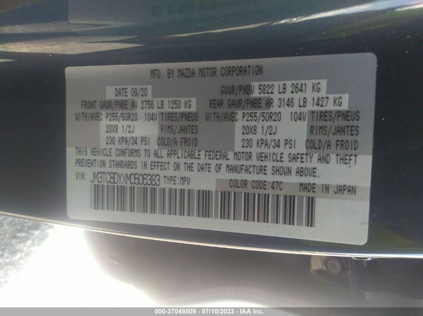 2021 MAZDA CX-9 CARBON EDITION - JM3TCBDYXM0506383