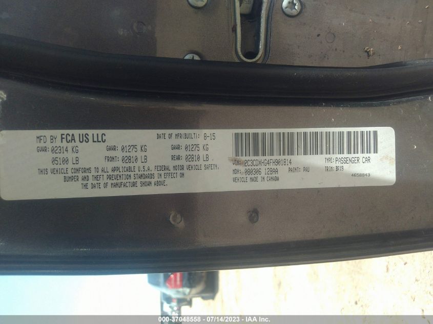 2015 DODGE CHARGER SXT - 2C3CDXHG1FH794625