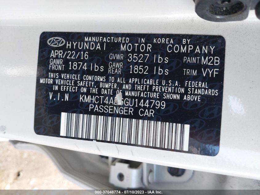 2016 HYUNDAI ACCENT SE - KMHCT4AE6GU144799