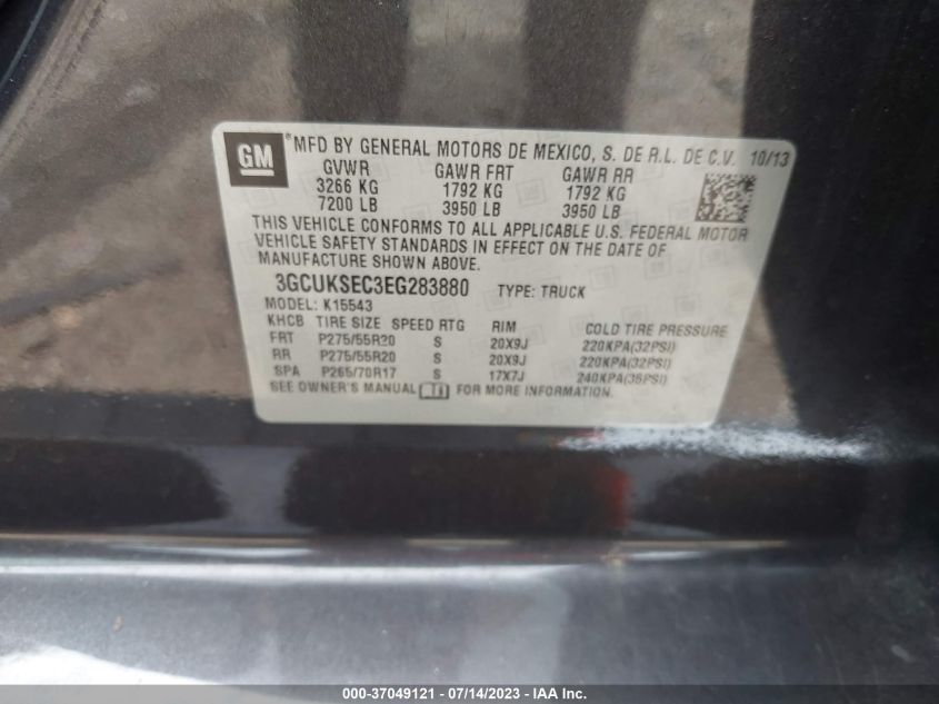 2014 CHEVROLET SILVERADO 1500 LTZ - 3GCUKSEC3EG283880