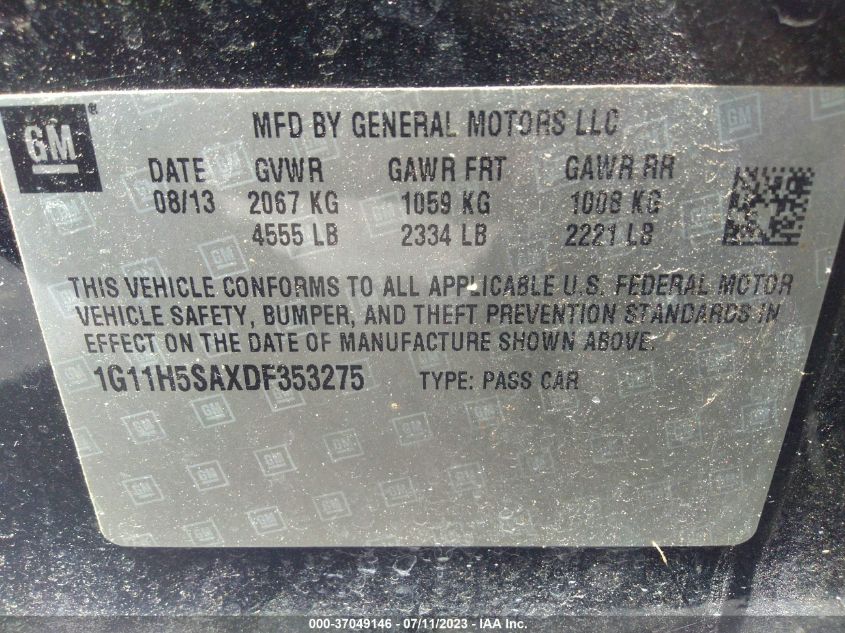 2013 CHEVROLET MALIBU LTZ - 1G11H5SAXDF353275