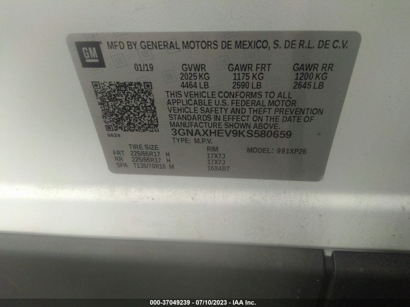 2019 CHEVROLET EQUINOX LS - 3GNAXHEV9KS580659