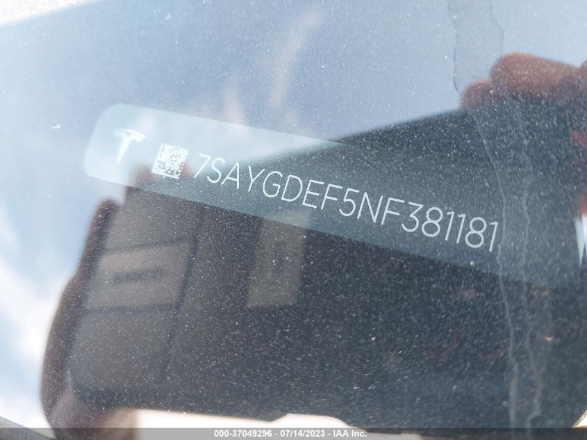 2022 TESLA MODEL Y PERFORMANCE - 7SAYGDEF5NF381181