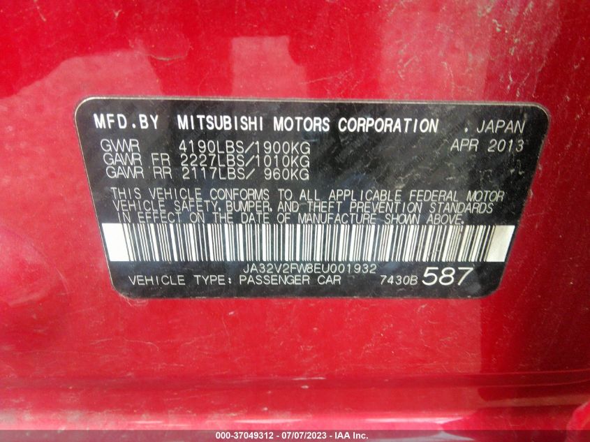 2014 MITSUBISHI LANCER SE - JA32V2FW8EU001932