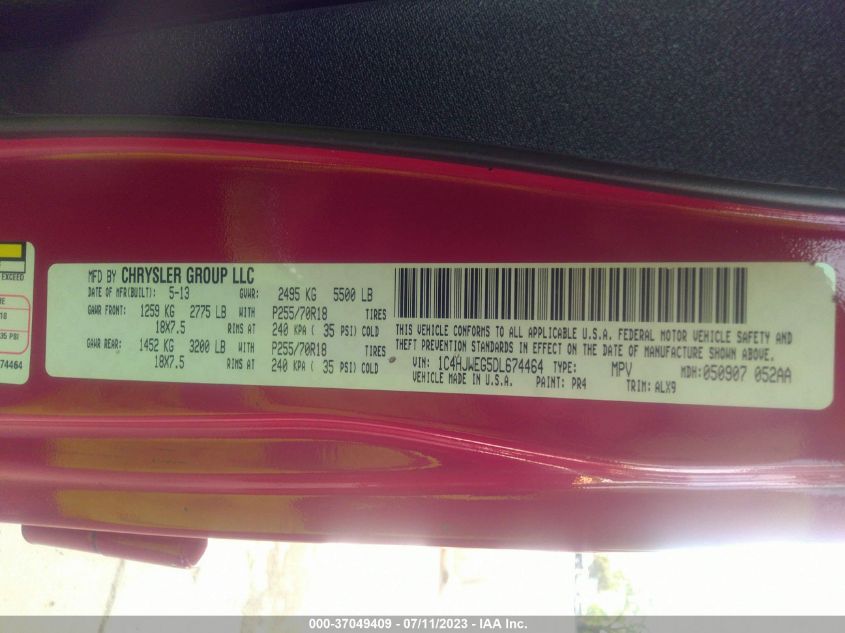 2013 JEEP WRANGLER UNLIMITED SAHARA - 1C4HJWEG5DL674464