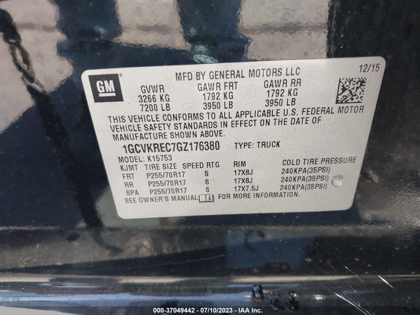 2016 CHEVROLET SILVERADO 1500 LT - 1GCVKREC7GZ176380