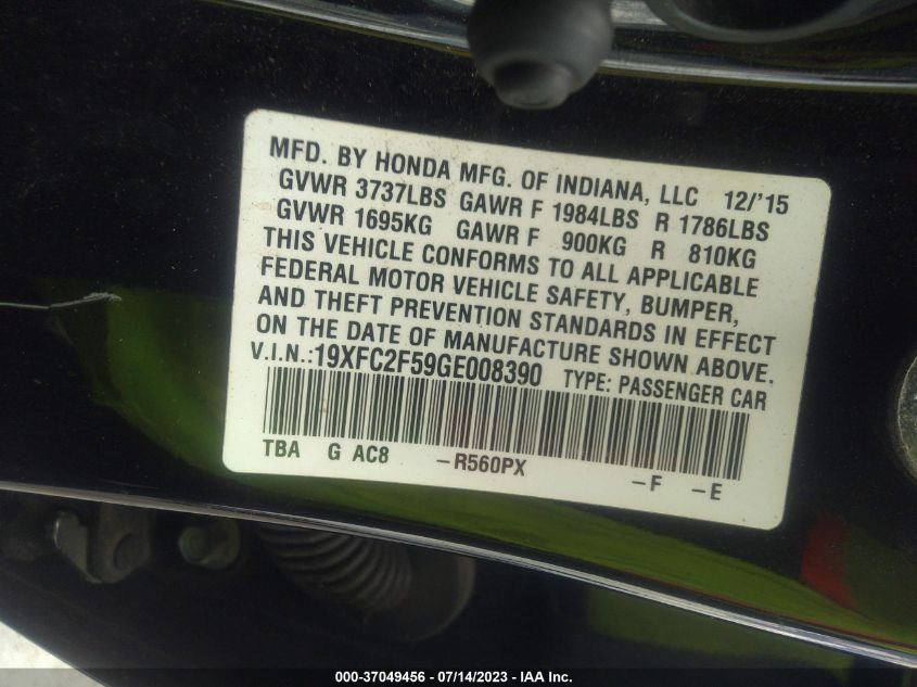 2016 HONDA CIVIC SEDAN LX - 19XFC2F59GE008390
