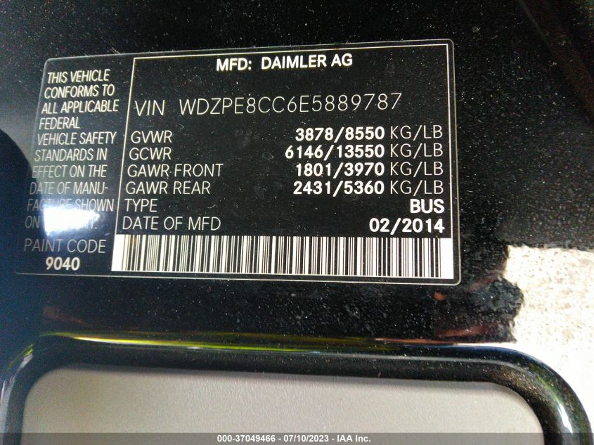 2014 MERCEDES-BENZ SPRINTER PASSENGER VANS - WDZPE8CC6E5889787