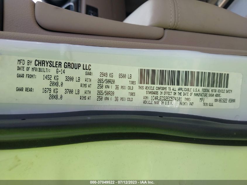 2014 JEEP GRAND CHEROKEE OVERLAND - 1C4RJECG2EC574101