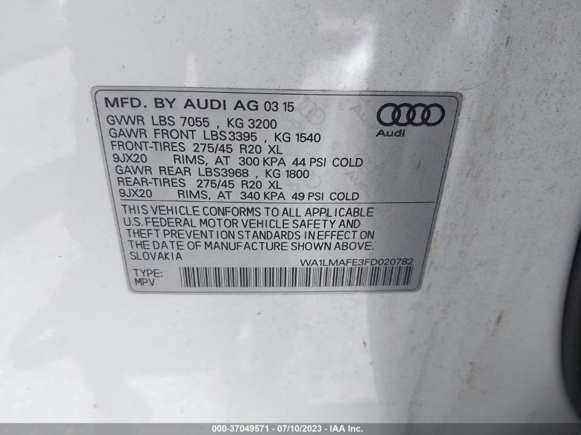 2015 AUDI Q7 TDI/PREMIUM PLUS - WA1LMAFE3FD020782