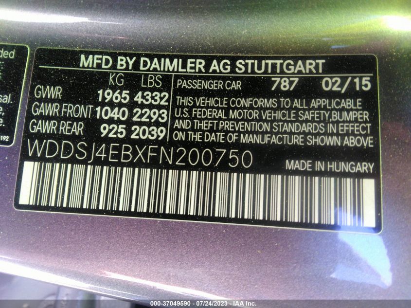 2015 MERCEDES-BENZ CLA-CLASS CLA 250 - WDDSJ4EBXFN200750